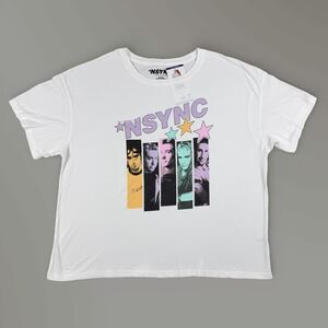 NSYNC Short Sleeve Women's T-Shirt White 90's Y2K Pop Music Retro Size 2XL NWT